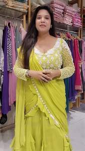 Ever New Exclusive Border Self-Design pour la saison des fêtes d'hiver Nouveau lancement Georgette en soie de coton mercerisé! - Product Image 6