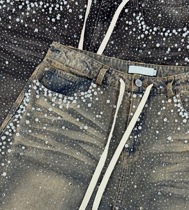 Shorts Vaqueros Rectos de Verano Transpirables con Bordado, Personalizados para Hombre, Estilo Urbano, con Botones, Lavado Oscuro - Product Image 2