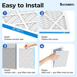 แผ่นกรองอากาศ SUIXINEYI MERV8 สำหรับเครื่องปรับอากาศ HVAC และเตาอบ ขนาด 20x24x1 นิ้ว รูปทรงสี่เหลี่ยมจัตุรัสแบบจีบ - Product Image 6