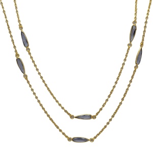 Chaîne charmante et collier double couche gris brillant, un accessoire magnifique avec double brin de beauté - Product Image 1