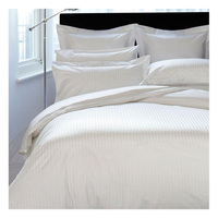 Ensemble de literie de haute qualité 100% coton rayé turc Satin hôtel Textile blanc 4 pièces housse de couette drap de lit taie d'oreiller
