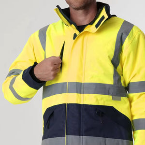 Veste de sécurité haute visibilité en toile, col montant, respirante, à capuche pour hommes, travail, construction - Product Image 4