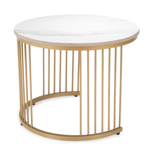 Ensemble moderne de 2 tables basses en fer avec plateau en marbre pour la maison, le salon ou le mobilier de bureau d'hôtel - Product Image 4