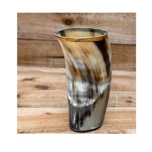 Taza de cuerno natural y juego de vidrio pulido rústico hecho a mano, ideal para beber, decoración de bar, regalos y celebraciones de estilo medieval - Product Image 4