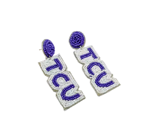 TCU Gameday boucles d'oreilles perlées bijoux en alliage faits à la main de haute qualité plaqué or argent pour les mariages fêtes cérémonies de fiançailles - Product Image 2
