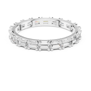 Anillo de Eternidad Clásico con Circonitas Cúbicas de Corte Esmeralda Brillante, Chapado en Oro y Plata, Certificado por IGI, Personalizado, para Mujer, Ideal para Aniversarios y Fiestas - Product Image 1