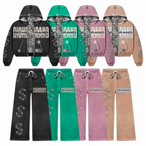 Streetwear personnalisé Survêtement Ensemble Deux Pièces À Capuche Et Joggers Coupe Surdimensionnée Mode Sportswear En Gros Pour Hommes Femmes - Product Image 1