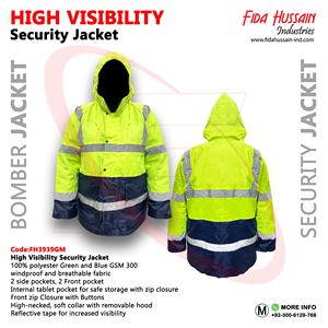 Chaqueta de Seguridad de Alta Visibilidad de la Mejor Calidad, Chaqueta Bomber 100% Poliéster para Ropa de Seguridad en Verde - Product Image 6