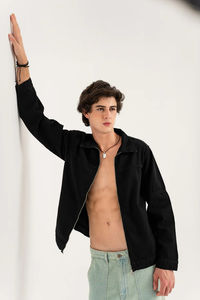 Veste en jean décontractée pour homme, automne-hiver 2026, fabrication sur mesure, fabricant d'usine, imperméable, décoration en fourrure, capuche, col en coton - Product Image 2