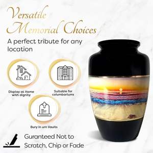 Urna de cremación de playa de aluminio de estilo tradicional para adultos masculinos y femeninos ocasión de simpatía para cenizas humanas - Product Image 2