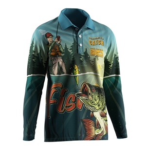 Camiseta Polo de Pesca de Manga Larga Unisex con Estampado de Dibujos Animados, Ropa Deportiva para Exteriores, Sublimación, Spandex/Poliéster, Anti-UV, Secado Rápido, UPF - Product Image 4