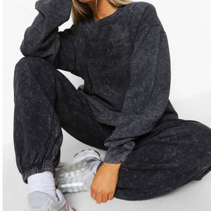 Traje de sudor de lana suave con puños acanalados Cómodo chándal de dos piezas para mujer para deportes y uso diario - Product Image 4