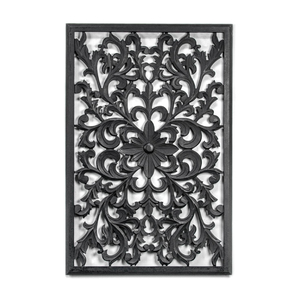 Médaillon en bois floral sculpté à la main noir Art mural en bois Art mural pour fournitures en vrac décoratives à la maison à un prix raisonnable - Product Image 1