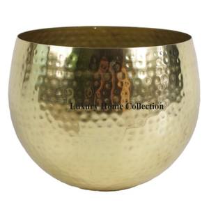 Stylish Demanded High Grade <b>Gold</b> Plated Hammered Texture Aluminum Casted Superior Quality Round Shape <b>Large</b> Decorative Planter - Product Image 4