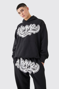 Sweat-shirt à capuche surdimensionné rouge personnalisé avec impression craquelée, sweat-shirt personnalisé pour homme, impression sérigraphique de haute qualité, ensemble unisexe - Product Image 5