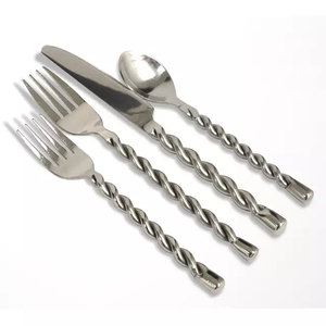 Ensemble de 5 couverts en acier au design impressionnant utilisés pour la décoration de table à manger à la maison couleur argent ensemble de cuillères à couverts en acier au design moderne - Product Image 2