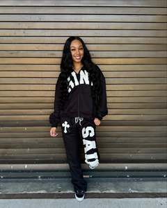 Sweats à capuche zippés avec impression brodée à l'acide, jogging et pantalon de jogging évasé et empilé, ensemble pantalon de survêtement et sweat à capuche - Product Image 2