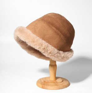 Sombrero de Pescador para Mujer SIDDIQUI HOSINEX 2024, de Piel Sintética, Laminado, Casual, de Felpa, sin Costuras, Lavado, Teñido, Desgarrado, Cálido para Invierno, con Lazo - Product Image 3