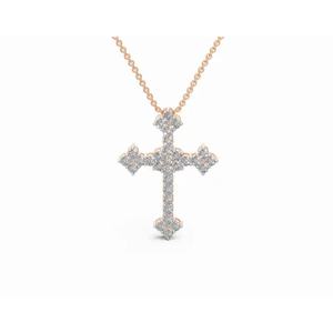 Colgante de Diamante Cruzado Regal, Corte Redondo, 0.854 Ct, Diamante Cultivado en Laboratorio, Joyería Fina, Diseño Ético, Proveedor Mayorista OEM - Product Image 4