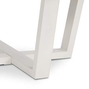 Table d'appoint simple Jida en aluminium avec plateau en bois de teck finition blanche pour une utilisation en intérieur et en extérieur. - Product Image 2