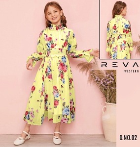 Vestido de fiesta de estilo occidental para niñas, vestidos de flores rosas con cuello redondo para niñas de 5 a 12 años - Product Image 6