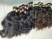 Cheveux humains bruts non traités, cheveux vierges naturels en vrac, extensions de cheveux humains du temple du sud de l'Inde