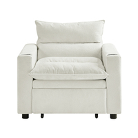 Canapé-lit convertible 3 en 1, fauteuil inclinable en velours réglable pour petit espace, appartement