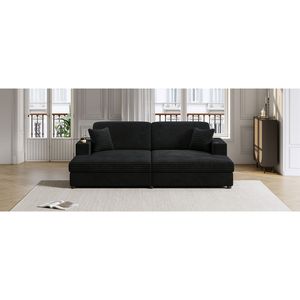 Sofá cama seccional tipo chaise longue de pana extragrande de 86.5 pulgadas con dos puertos USB, dos portavasos, dos compartimentos, completamente nuevo - Product Image 3