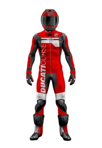 Combinaison en cuir de vachette/kangourou de moto Rucati Corse en cuir de vachette/kangourou certifiée CE sur mesure MotoCP Biker Suit/Traje - Product Image 2