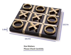 Plateau de jeu Tic-Tac-Toe en métal et bois avec bande en laiton poli noir pour enfant par Target World - Product Image 5