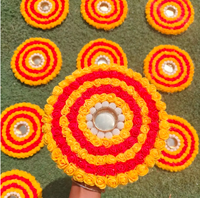 Porte-bougie en métal artisanal indien traditionnel à motif floral Rangoli, plusieurs couleurs, 8x8 pouces, décoration pour Diwali, Navratri, temple