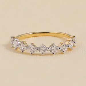 Minimalist Lab Grown Cut Diamond Eternity Wedding <b>Band</b> Stackable <b>Ring</b> Sterling Silver/Gold/Platinum VS1 Clarity Color F Lab Use - Product Image 4