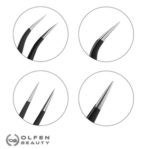 Pince à cils élégante en acier inoxydable japonais Fibertip tailles personnalisées haute qualité usage professionnel pointe pointue en gros - Product Image 5