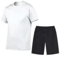 Groothandel Zomerkleding Nieuwe Herensets Met Korte Mouwen En Ademende T-Shirt En Korte Broek In Effen Kleur Herenkleding