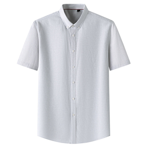 Chemises d'été pour hommes, décontractées, à manches longues, coupe ajustée, grande taille, 100% coton, fil satiné teint, respirantes, prix de gros - Product Image 4