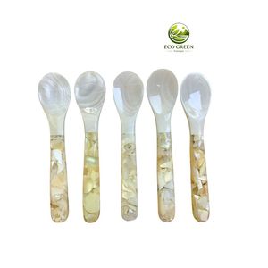 Cuchara Artesanal de Concha de Nácar Natural, Ecológica, con Mango Corto, para Café y Postre, Mango de Resina de Lujo, Venta al por Mayor - Product Image 4