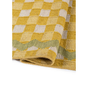 พรมขนสัตว์ทอมือลายเรียบสีทองอัลฮัมบรา สไตล์คิลิมโบโฮ รูปทรงสี่เหลี่ยมผืนผ้า ลายเรียบ สำหรับบ้าน โรงแรม ห้องนอน ADWL-13292 - Product Image 2