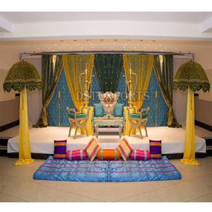 Décor de mariage punjabi sikh scène Mehndi décor de mariage sikh coloré scène Mehndi décor de scène indien lumineux Mehndi Sangeet - Product Image 6