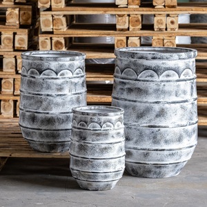 Vietnam Style Round Cylindrical Indoor Plants <b>Planter</b> Wholesale Rustic <b>Plastic</b> Flower Pot New 2025 Factory Price - Product Image 3