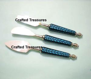 Juego de cuchillos de queso de acero inoxidable dorado de calidad de tendencia, mango de perla de resina multicolor, diseño personalizado, herramientas multifuncionales - Product Image 5