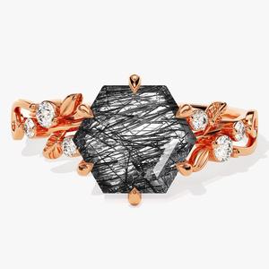 Anillo de piedras preciosas de rutilo negro, joyería para mujer, joyería de estilo bohemio de Plata de Ley 925, anillo hecho a mano de tendencia, regalo para ella - Product Image 4