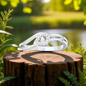 Juego de puntas de diamante de corte redondo cultivado en laboratorio de 0,08 quilates, anillo elegante y romántico hecho en platino para ella - Product Image 4