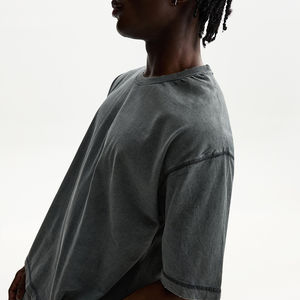 T-Shirt personnalisé surdimensionné pour hommes en détresse lavage à l'acide conception 100% coton été minéral pierre lavé surdimensionné hommes t-shirts - Product Image 5