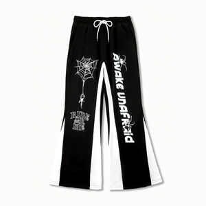 2024 pantalones de chándal acampanados más vendidos, ropa de calle para hombres, pantalones acampanados para correr de algodón 100% de alta calidad con estampado DTF para hombres - Product Image 4