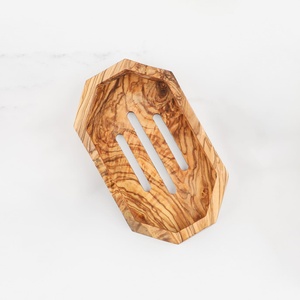 Olive Wood Hexagon Slotted <b>Soap</b> <b>Dish</b>, Self-Draining Bar <b>Soap</b> <b>Holder</b> for Bathroom & Kitchen, Wholesale - Product Image 2
