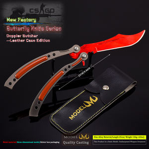 Cuchillo de mariposa Esmeralda Doppler <span class=keywords><strong>CSGO</strong></span> de 25CM, modelo de entrenamiento sin afilar de aleación de Zinc, juguete coleccionable, cuchillo de entrenamiento, regalo para niño - Product Image 5