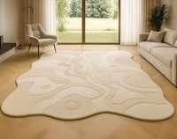 Wohndekor Luxuriöser Teppich im Skandinavischen Stil aus Wolle für Wohnzimmer, Maßgefertigt, Großflächig, Vollbraun mit Abstraktem Muster, Rutschfest, Getuftet