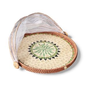 Couvre-plat classique en nacre, fait à la main, pour la protection des aliments, la présentation de table et la décoration naturelle de la maison, Vietnam - Product Image 2