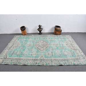 พรมขนสัตว์ตุรกี8.5ft วินเทจ6 x ดีไซน์การเย็บปะติดปะต่อกันสีฟ้าและสีเบจเทคนิคสานเรียบสำหรับตกแต่งห้องนั่งเล่นกว้าง4เมตร - Product Image 3