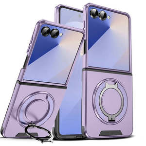 เคส Samsung Galaxy Z Flip7 2025 แบบวงแหวนแม่เหล็กพร้อมขาตั้งวงแหวนหมุนขนาดใหญ่ สีม่วง - Product Image 1
